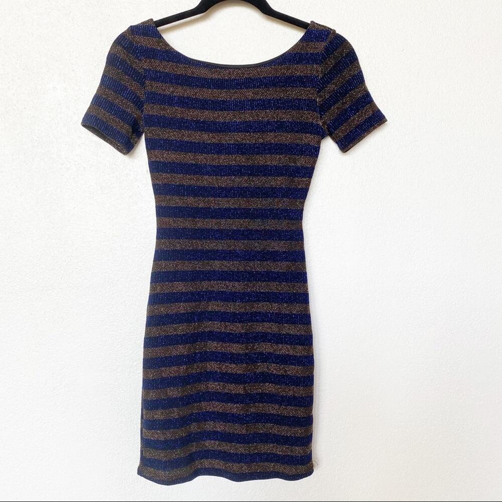 Soprano Twist Back Shimmer Stripe Dress Size XS